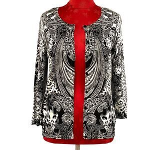 Joseph A black & white cardigan size LP petite silky feel monochromatic sweater